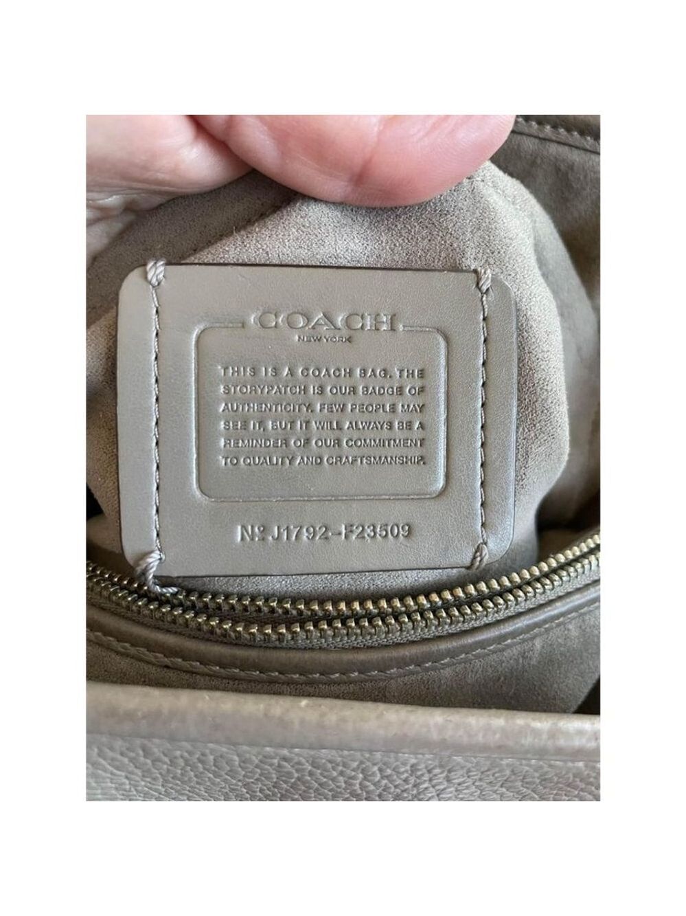Coach Pebbled Leather Riley Satchel - 14"W x 10"H x 4"D - Medium Grey - Picture 5 of 6